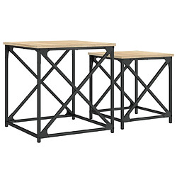 Maison Chic Lot de 2 Tables basses gigognes pour salon | Table à café chêne sonoma bois d'ingénierie -GKD82153