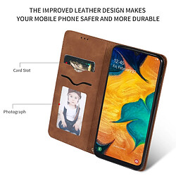 Wewoo Housse Coque Étui en cuir avec rabat horizontal magnétique Business Skin Feel rétro pour Samsung Galaxy A20 et A30 Marron