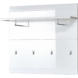 Pegane Porte-manteau, vestiaire ouvert en MDF laminé brillant coloris blanc - Longueur 96 x Profondeur 30 x Hauteur 90 cm