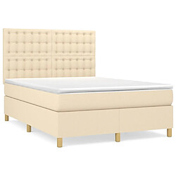 Maison Chic Lit Adulte - Lit simple Lit à sommier tapissier avec matelas moelleux - Meuble de Chambre - Crème 140x200 cm Tissu -MN41015