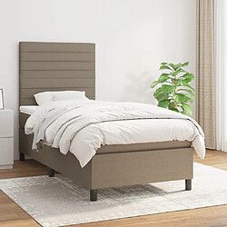 Maison Chic Lit adulte- Lit + matelas,Sommier à lattes de lit avec matelas Taupe 80x200 cm Tissu -GKD42966