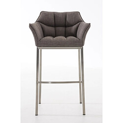 Decoshop26 Tabouret de bar chaise haute de comptoir couture carrées assise en tissu gris 4 pieds stables en acier inoxydable 10_0004724