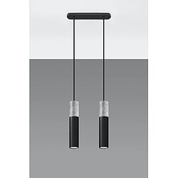 Luminaire Center Suspension Borgio Acier,béton Gris noir 2 ampoules 90cm