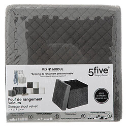 Avis Five Simply Smart Pouf 31 x 31cm Pliant Velours Gris - FIVE