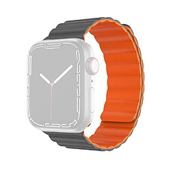 Bracelet en silicone MUTURAL magnétique, anti-sueur, réglable, gris/orange pour votre Apple Watch Series 7 45mm/6/5/4/SE 44mm/3/2/1 42mm