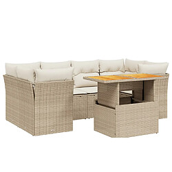 vidaXL Salon de jardin avec coussins 7 pcs beige résine tressée