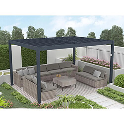 Acheter Vente-Unique Pergola bioclimatique autoportante électrique anthracite en aluminium avec lames orientables 12 m² - AMADORA