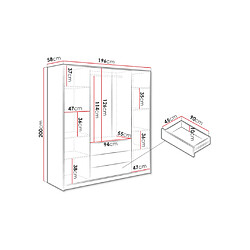 Vente-Unique Armoire 4 portes et 3 tiroirs - L196 cm - Noir - LIZANDRO pas cher