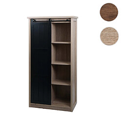 Mendler Armoire HWC-K75, commode Highboard, porte coulissante 8 compartiments de rangement, aspect bois métal industriel 163x76x38cm ~ naturel