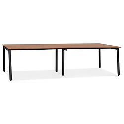 Alterego Double bureau bench / table de réunion 'AMADEUS' en bois finition Noyer et métal noir - 280x140 cm