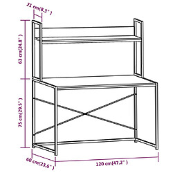 vidaXL Bureau d'ordinateur Noir et chêne 120 x 60 x 138 cm pas cher