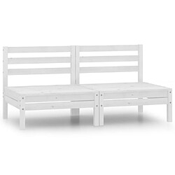 vidaXL Canapés centraux de jardin 2 pcs blanc bois de pin massif