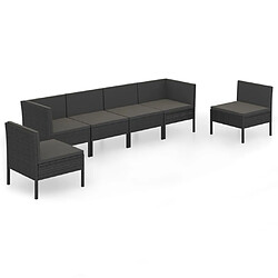 Maison Chic Salon de jardin 6 pcs + coussins - Mobilier/Meubles de jardin - Table et chaises d'extérieur Résine tressée Noir -MN50274