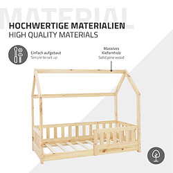 Acheter ML-Design Lit d'enfant en bois de pin naturel lit maison anti-chute avec matelas 140x70 cm