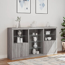 Acheter Maison Chic Commode Buffet - Meuble de rangement avec lumières LED sonoma gris 181,5x37x100 cm -GKD85905