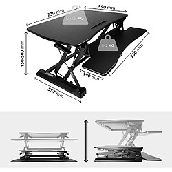 Avis Duronic DM05D3 Poste/Station de Travail Assis-Debout de 73 cm pour écran/Clavier/Souris - Hauteur Ajustable de 14,5 à 50 cm pour Travailler Assis et Debout