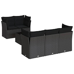 vidaXL Salon de jardin 6 pcs avec coussins noir résine tressée