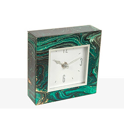 Horloge de table Romimex Vert Transparent Crème verre 14 x 14 x 4 cm