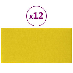 vidaXL Panneaux muraux 12 pcs Jaune clair 60x30 cm Tissu 2,16 m²