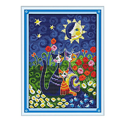 Kit de point de croix compté pour fleurs et bricolage pour enfants Enfants 19 x 28 cm 14CT