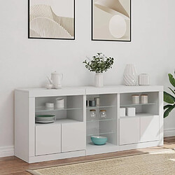 Acheter Maison Chic Commode Buffet - Meuble de rangement avec lumières LED blanc 162x37x67 cm -GKD74042