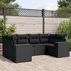 Maison Chic Ensemble Tables et chaises d'extérieur 6pcs avec coussins,Salon de jardin noir résine tressée -GKD704135