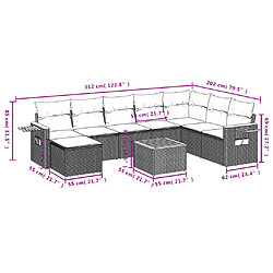 Avis Maison Chic Salon de jardin avec coussins 9 pcs | Ensemble de Table et chaises | Mobilier d'Extérieur beige résine tressée -GKD29960