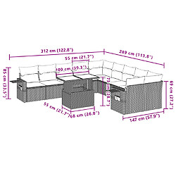 Acheter vidaXL Salon de jardin 11 pcs avec coussins gris résine tressée