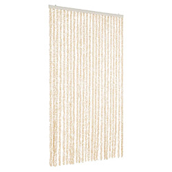 vidaXL Rideau anti-mouches beige et blanc 100x220 cm chenille