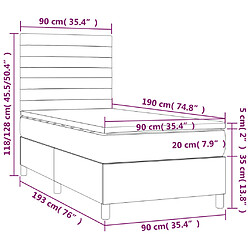 vidaXL Sommier à lattes de lit et matelas Crème 90x190 cm Tissu pas cher