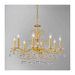 Luminaire Center Chandelier en cristal CARMEN 2 Or 24 Carats 8 ampoules Diamètre 70 Cm Cristal