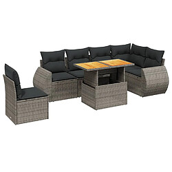 vidaXL Salon de jardin avec coussins 7 pcs gris résine tressée