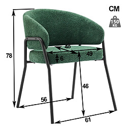 Avis ComfortXL Chaise de Salle à Manger en Velours, Lot de 6, Accoudoirs, Pieds Métalliques Noirs - Vert Foncé