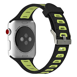 Avizar Bracelet Apple Watch 38 et 40 mm Sport ajustable en Silicone - Noir et Vert anis