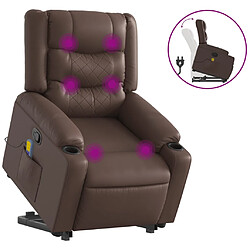 vidaXL Fauteuil inclinable de massage Marron Similicuir