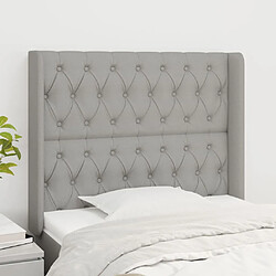 Maison Chic Tête de lit scandinave avec oreilles,meuble de chambre Gris clair 93x16x118/128 cm Tissu -MN17662