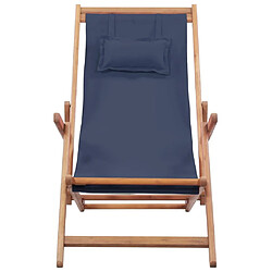 Maison Chic Chaise pliable de plage pour relaxTissu et cadre en bois Bleu -GKD35340