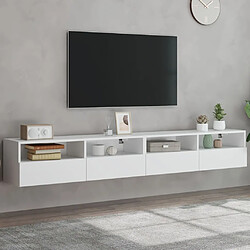 vidaXL Meubles TV muraux 2 pcs blanc 100x30x30 cm bois d'ingénierie