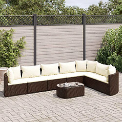 vidaXL Salon de jardin 8 pcs avec coussins marron résine tressée