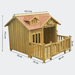 Helloshop26 Niche à chien XL maison pour chien bois massif terrasse 3716051