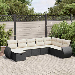 vidaXL Salon de jardin 8 pcs avec coussins noir résine tressée