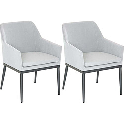 JardiLINE Fauteuil de jardin en aluminium et textilène (Lot de 2) anthracite et gris perle.