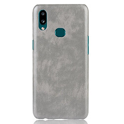 Wewoo Coque Rigide Pour Galaxy A10s antichoc Litchi PC + Etui PU Gris