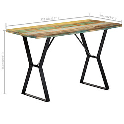 vidaXL Table à manger 120x60x76 cm Bois de récupération massif pas cher