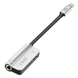 LinQ Câble adaptateur Charge + Audio pour iPhone Argent