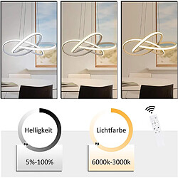 NETTLIFE Suspension LED Métal Blanc Diam.150cm 62W Anneaux Modernes Salon Dimmable avec Télécommande Éclairage Intérieur Réglable en Hauteur Lampe pas cher