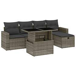 vidaXL Salon de jardin 6 pcs avec coussins gris résine tressée