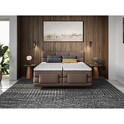 Avis Vente-Unique Ensemble complet boxspring tête de lit capitonnée + sommiers relaxation électrique + matelas + surmatelas - 2 x 80 x 200 cm - Tissu - Marron - LODI de PALACIO