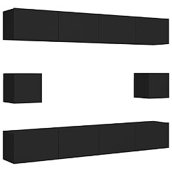 vidaXL Ensemble de meubles TV 6 pcs Noir Bois d'ingénierie