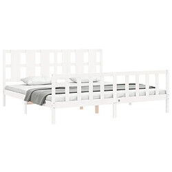 Acheter Maison Chic Lit adulte - Cadre Structure de lit avec tête de lit Contemporain blanc 200x200 cm bois massif -MN57283